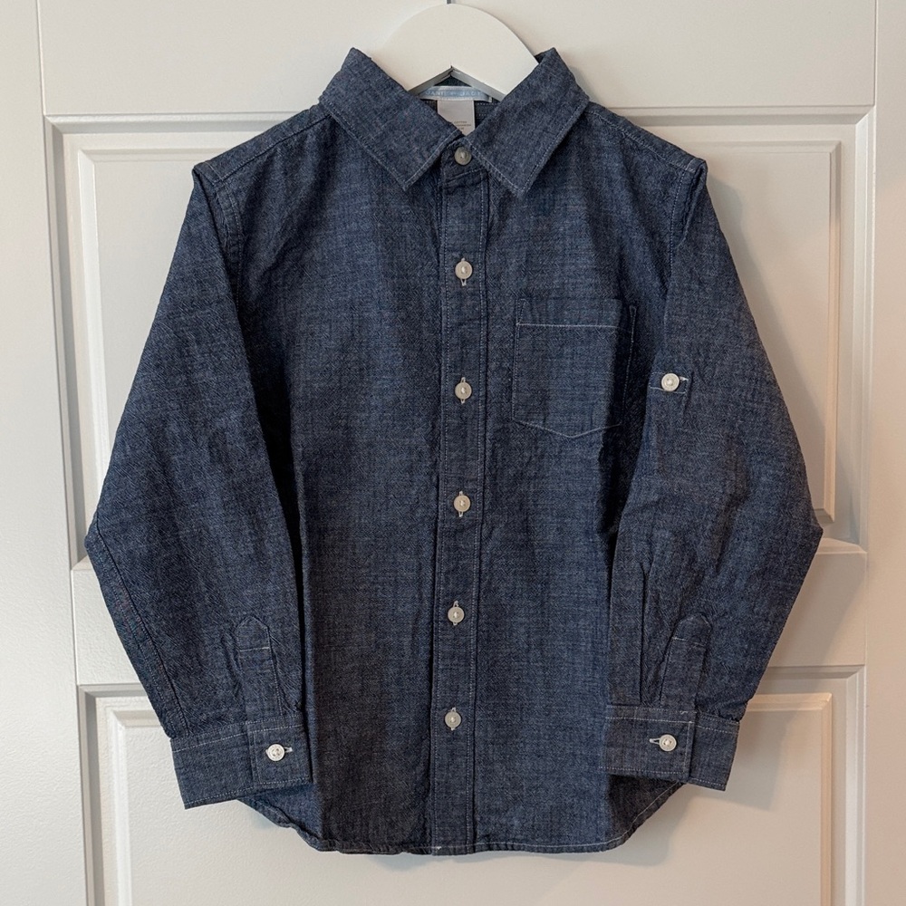 Boy’s Janie & Jack Blue Chambray Button Down Shirt, Size 5